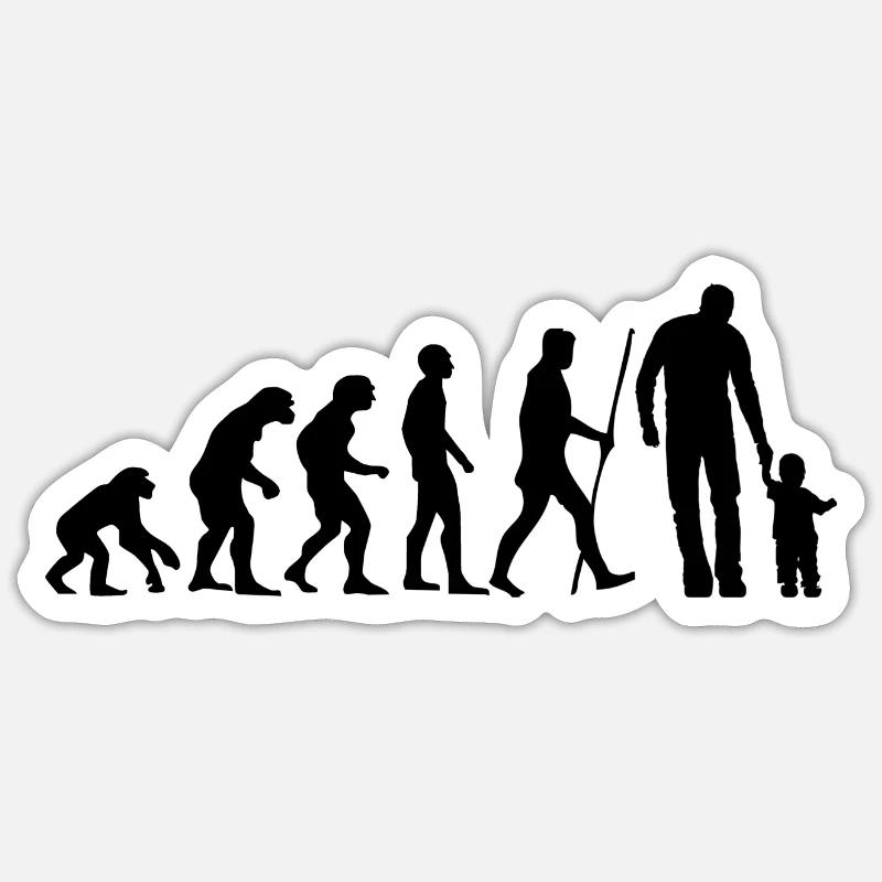 Evolution Vater und Kind Sohn Tochter Geschenk - Sticker Größe S (10 x 10 cm) - Mattweiß