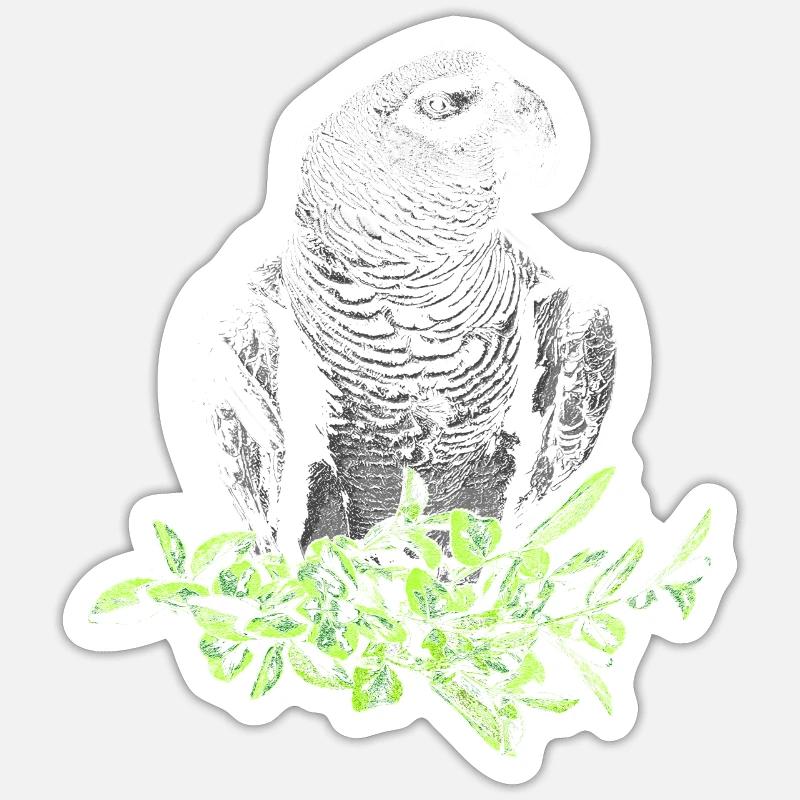 Graupapagei - Sticker taille S (10 x 10 cm) - blanc mat