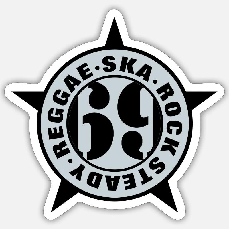 Ska, Rock Steady, Reggae 69 - Sticker taille S (10 x 10 cm) - blanc mat