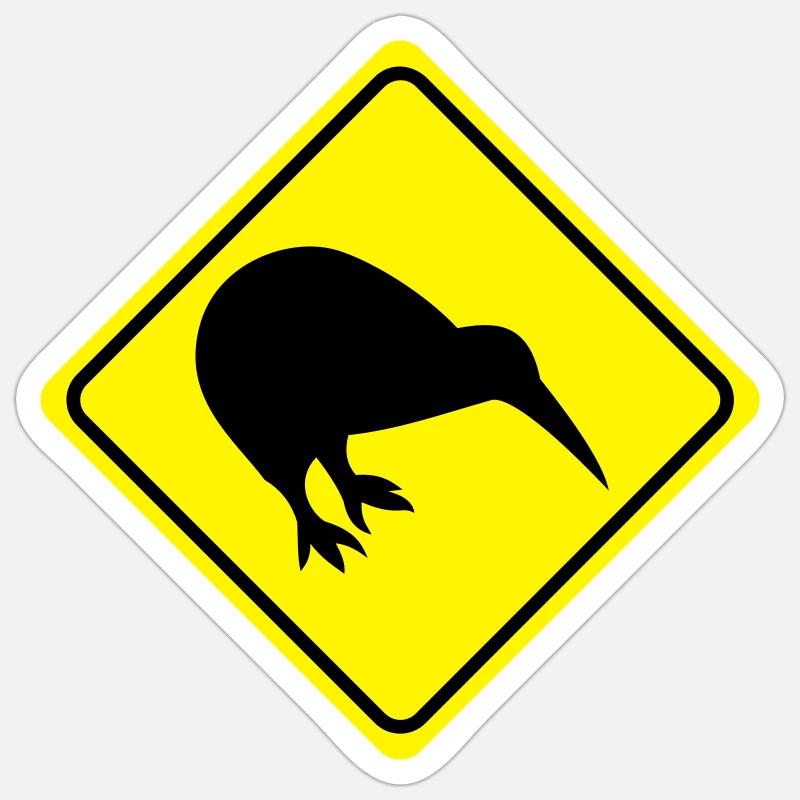 Warnung - Kiwi - 2 Farb Vektor - Sticker Größe S (10 x 10 cm) - Mattweiß