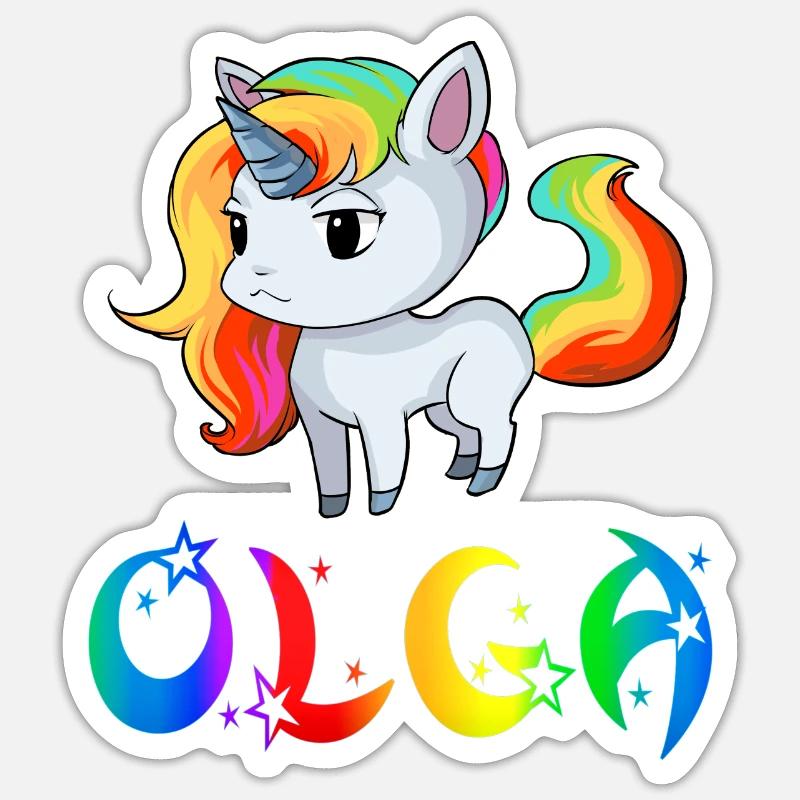 Einhorn Olga - Sticker Größe S (10 x 10 cm) - Mattweiß