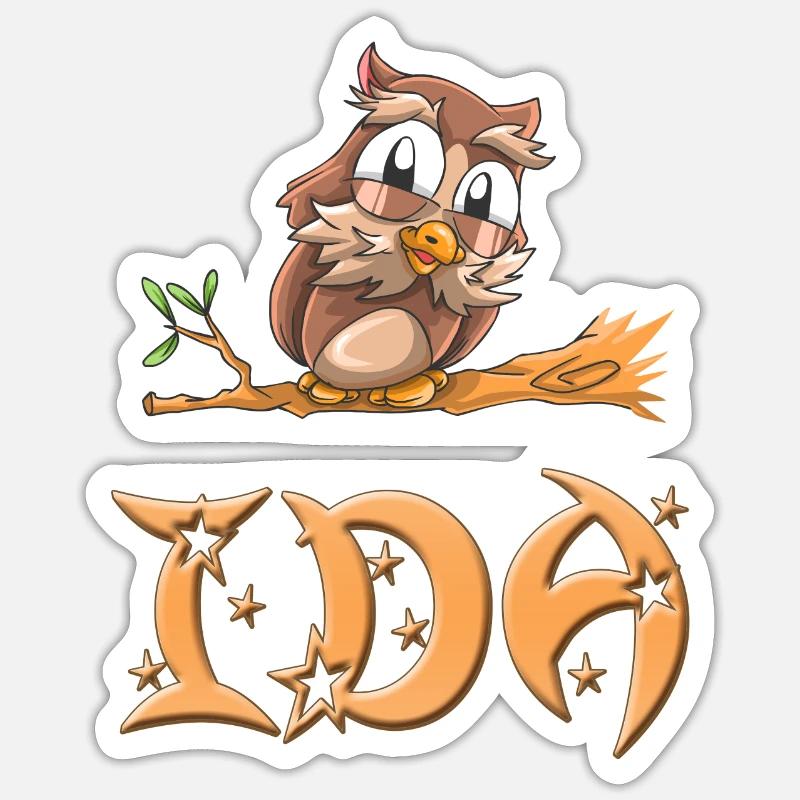 Eule Ida - Sticker Größe S (10 x 10 cm) - Mattweiß