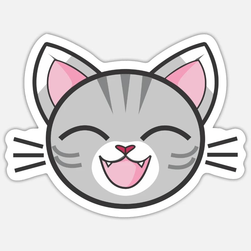 Chat qui rit - Sticker taille S (10 x 10 cm) - blanc mat