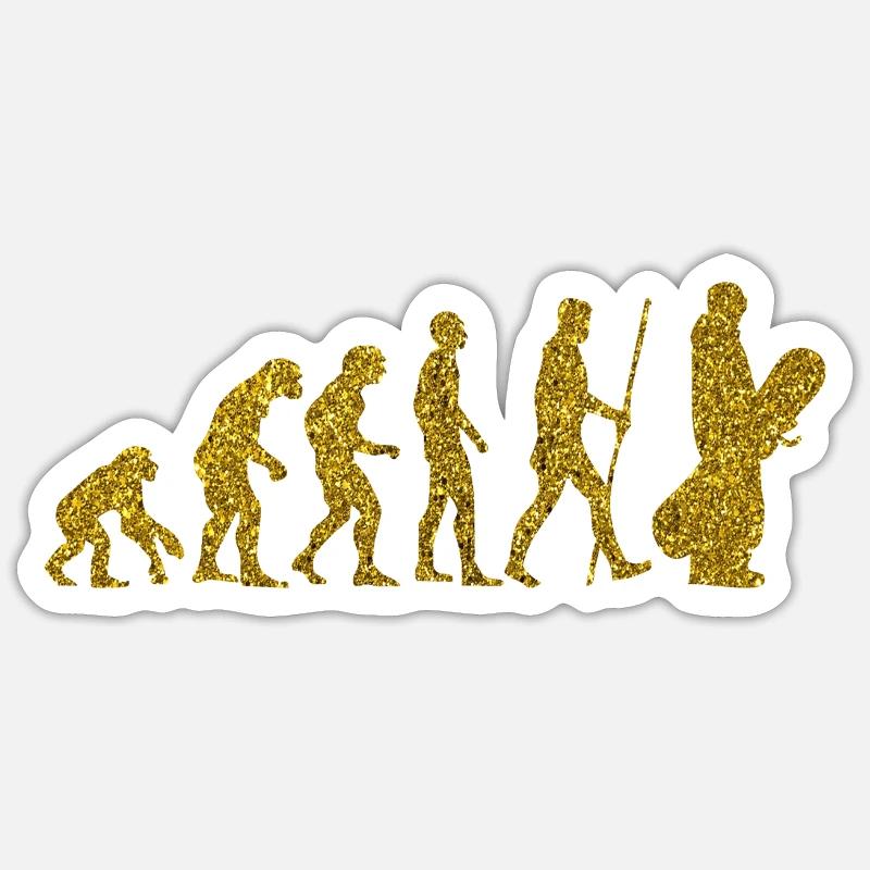 Evolution Snowboard Golden Glitter Effekt Sticker Größe S (10 x 10 cm)