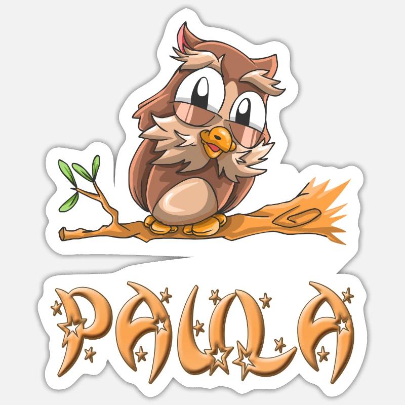 Eule Paula - Sticker Größe S (10 x 10 cm) - Mattweiß