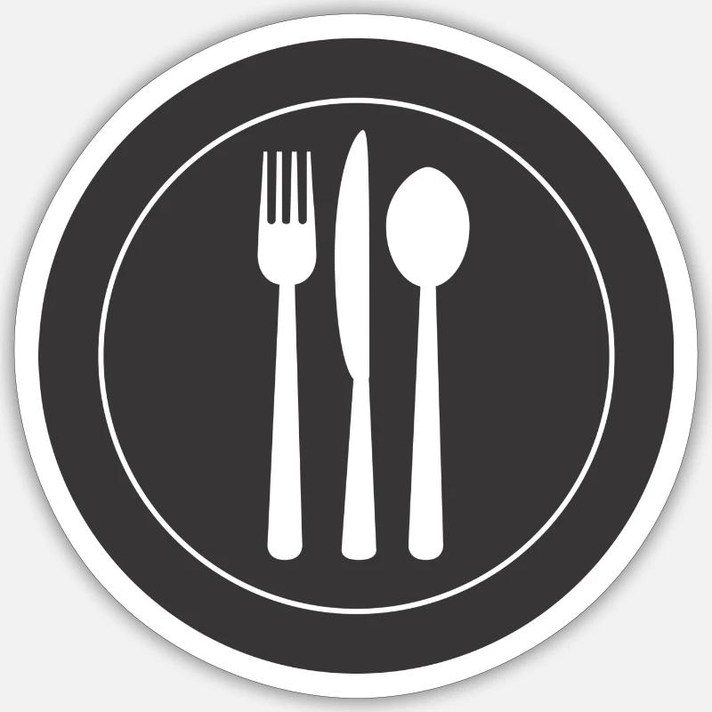 couverts vaisselle flatware silverware cutlery154 - Sticker taille S (10 x 10 cm) - blanc mat