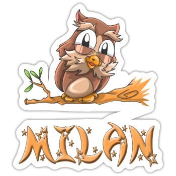 Eule Milan - Sticker Größe S (10 x 10 cm) - Mattweiß - Vorne