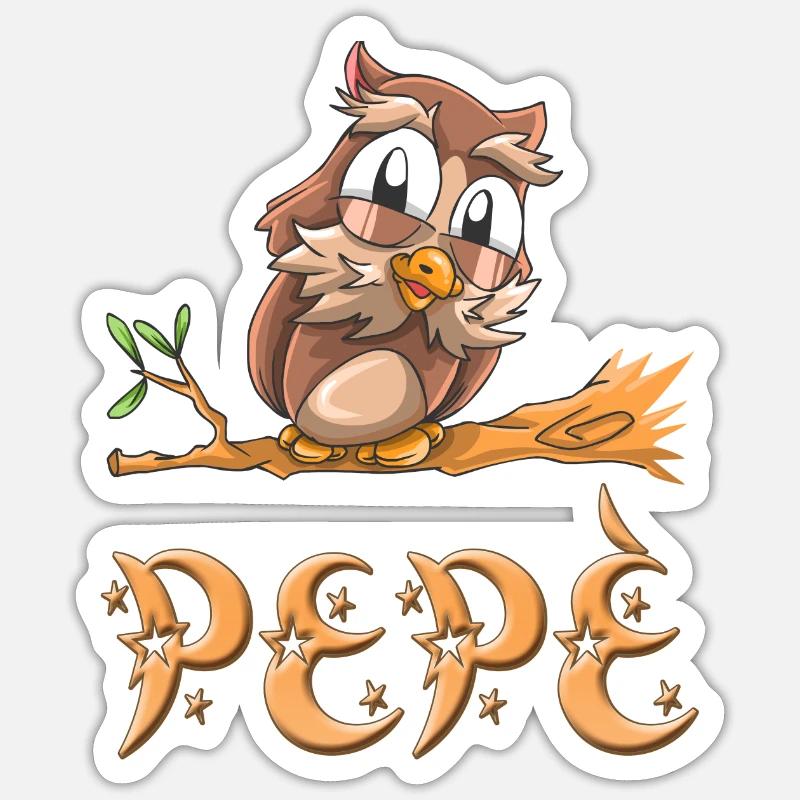 Eule Pepè - Sticker Größe S (10 x 10 cm) - Mattweiß