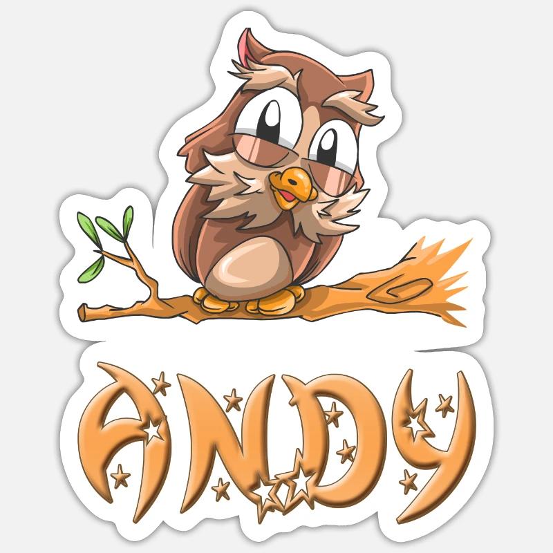 Eule Andy - Sticker Größe S (10 x 10 cm) - Mattweiß