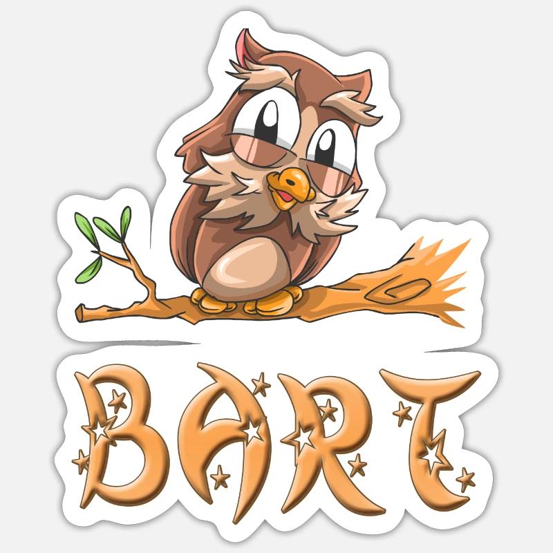 Hibou Bart - Sticker taille S (10 x 10 cm) - blanc mat