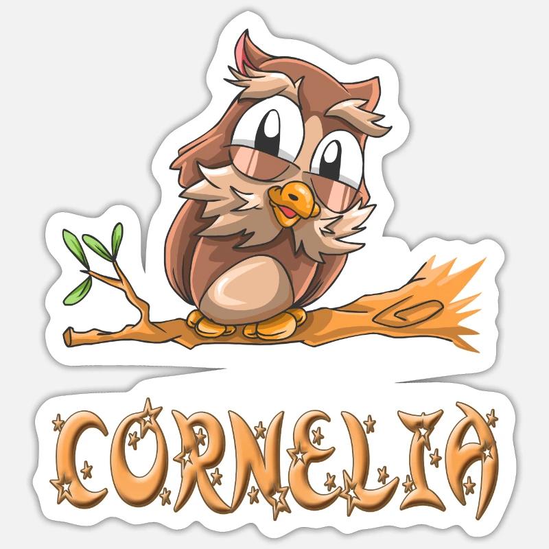 Eule Cornelia - Sticker Größe S (10 x 10 cm) - Mattweiß