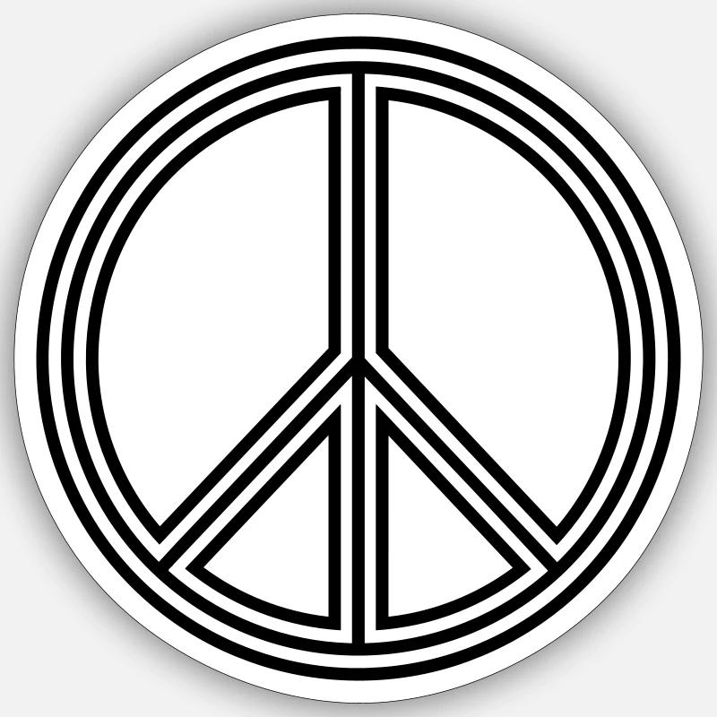 Peacesign Bold Inline - Sticker Größe S (10 x 10 cm) - Mattweiß