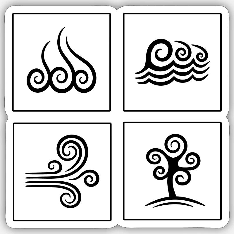 4 Elemente - Sticker Größe S (10 x 10 cm) - Mattweiß