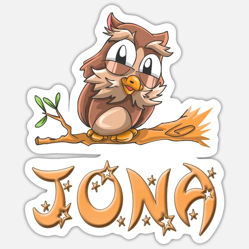 Eule Jona - Sticker Größe S (10 x 10 cm) - Mattweiß