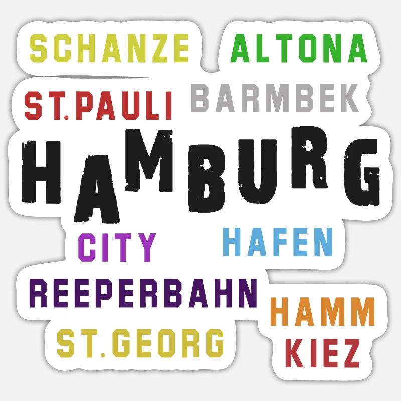 Collage typographique du quartier de Hambourg Sticker taille S (10 x 10 cm)