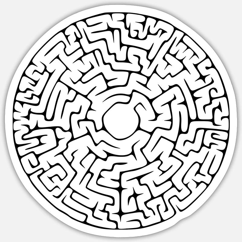 Labyrinth rund - Sticker Größe S (10 x 10 cm) - Mattweiß