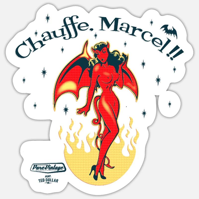 Chauffe, Marcel !! - Sticker taille S (10 x 10 cm) - blanc mat