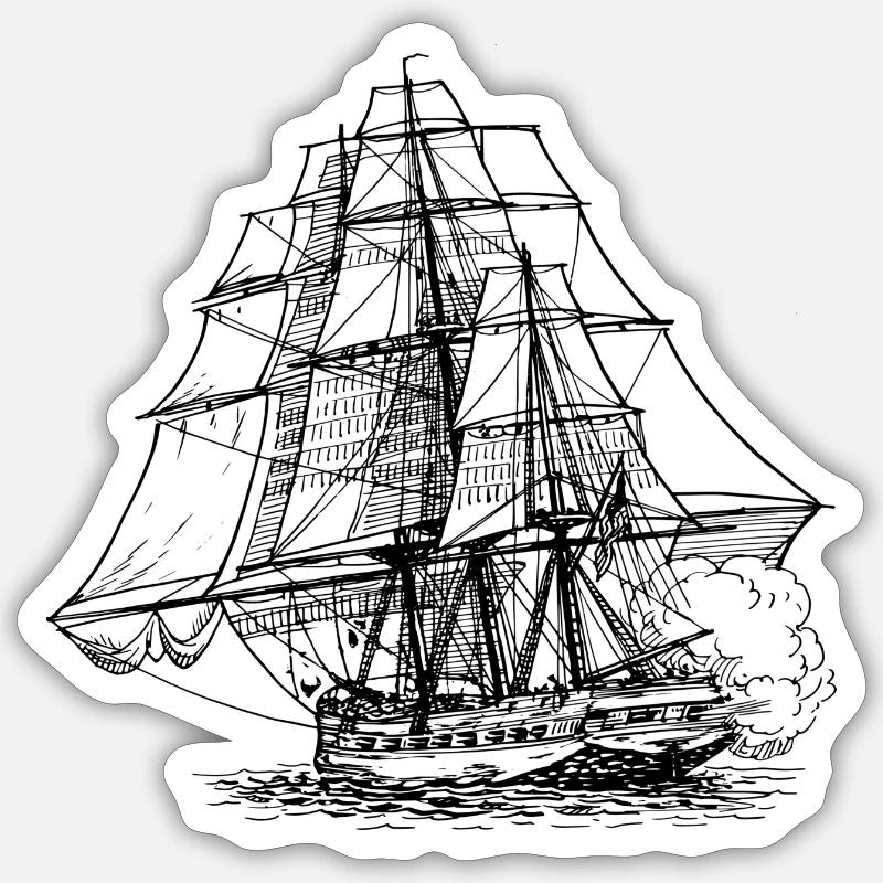 Schiff - Sticker Größe S (10 x 10 cm) - Mattweiß