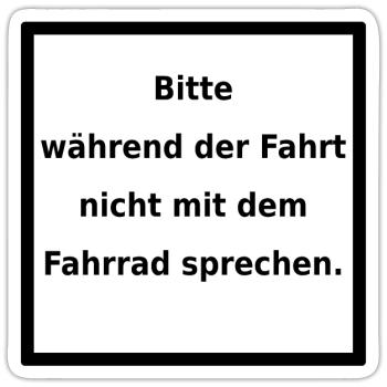 Warnhinweis: Fahrrad. (black/white) - Sticker Größe S (10 x 10 cm) - Mattweiß - Vorne