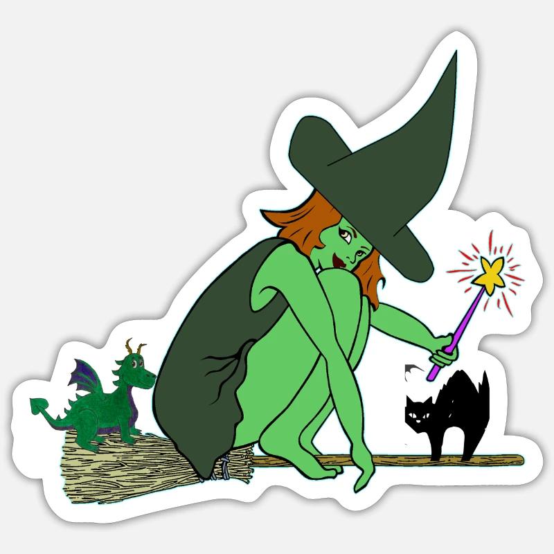 witch - Sticker size S (10 x 10 cm) - white matte