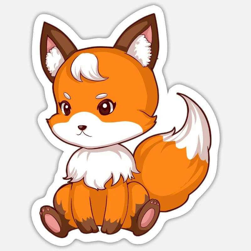 Fuchs assis douce Sticker taille S (10 x 10 cm)