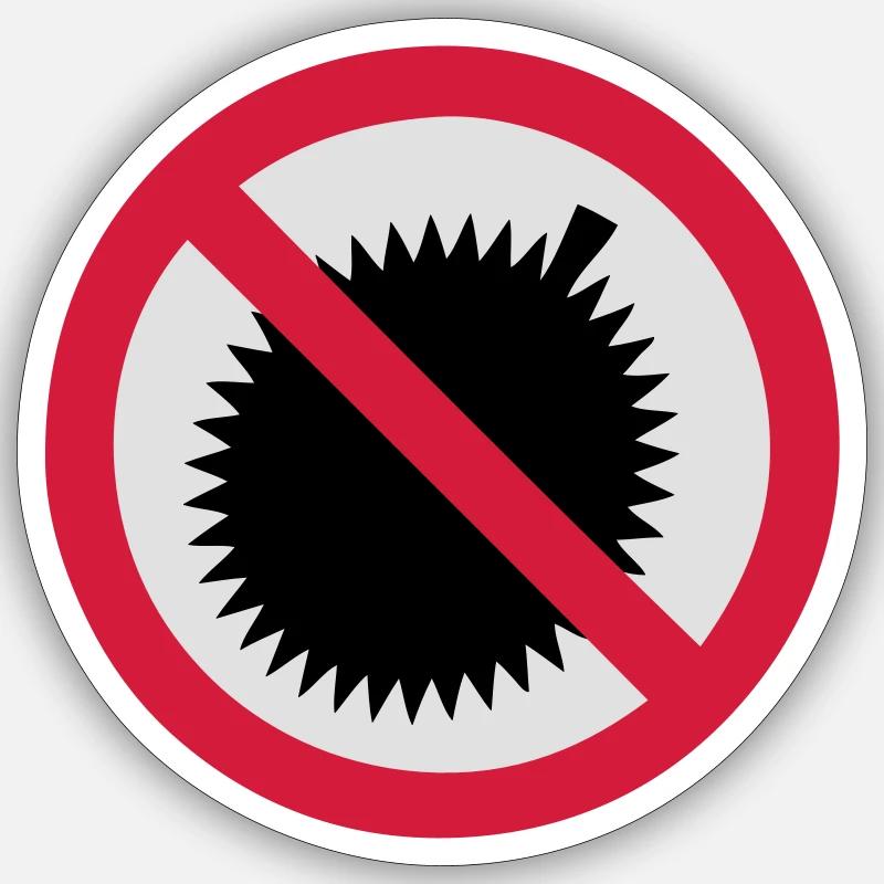 NO Durian Fruit Sign - Sticker size S (10 x 10 cm) - white matte