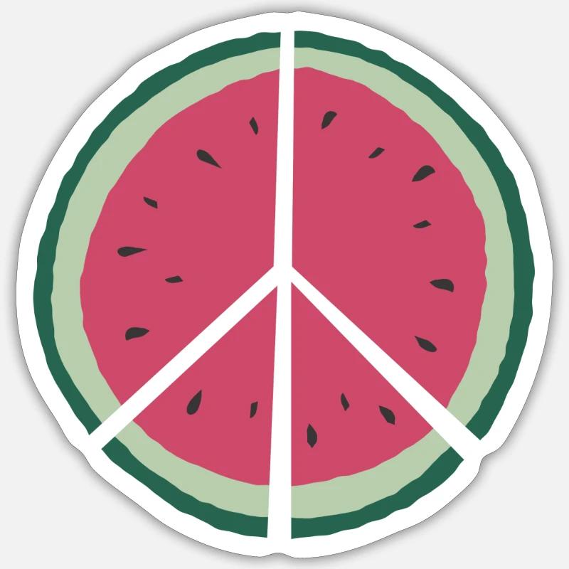 paix pastèque - Sticker taille S (10 x 10 cm) - blanc mat