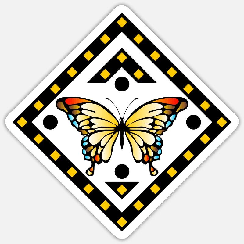papillon - Sticker taille S (10 x 10 cm) - blanc mat