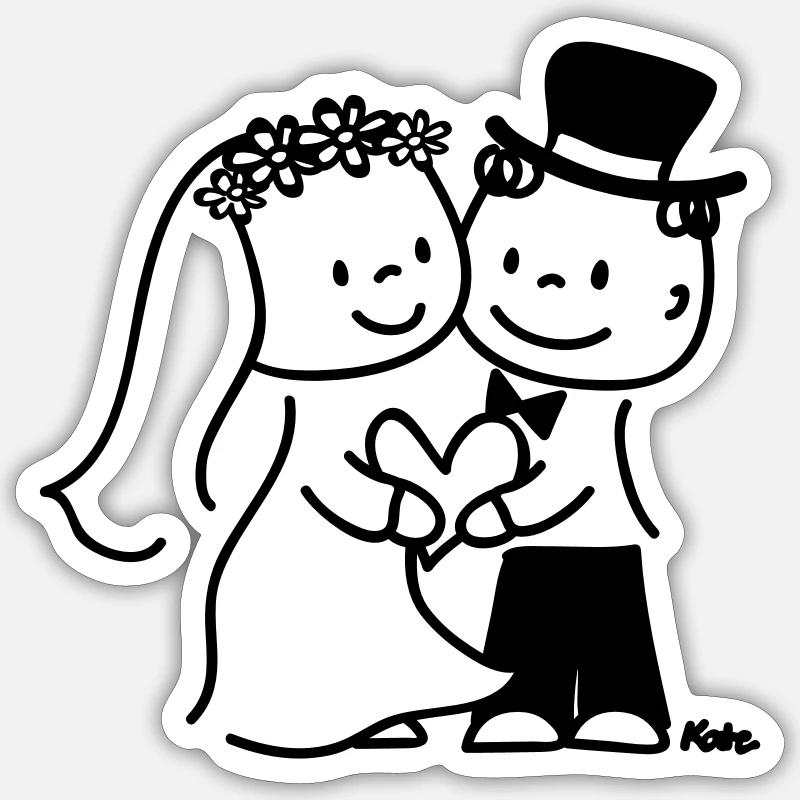 Brautpaar - Sticker taille S (10 x 10 cm) - blanc mat