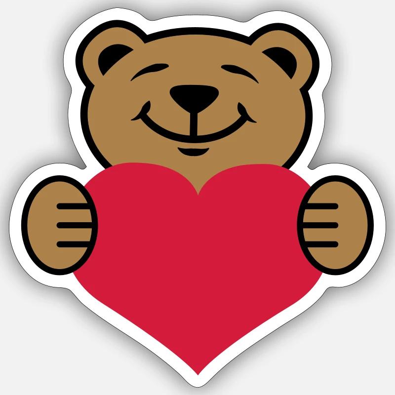 Herz | Bärchen | Heart | Bear - Sticker taille S (10 x 10 cm) - blanc mat