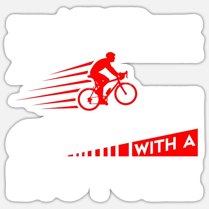 Never Underestimate Old Man with Bicycle - Sticker taille S (10 x 10 cm) - blanc mat