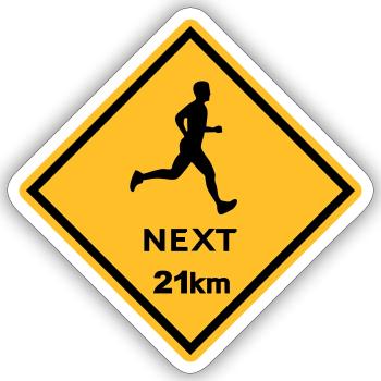 Courir un 21 km - Sticker taille S (10 x 10 cm) - blanc mat - Devant