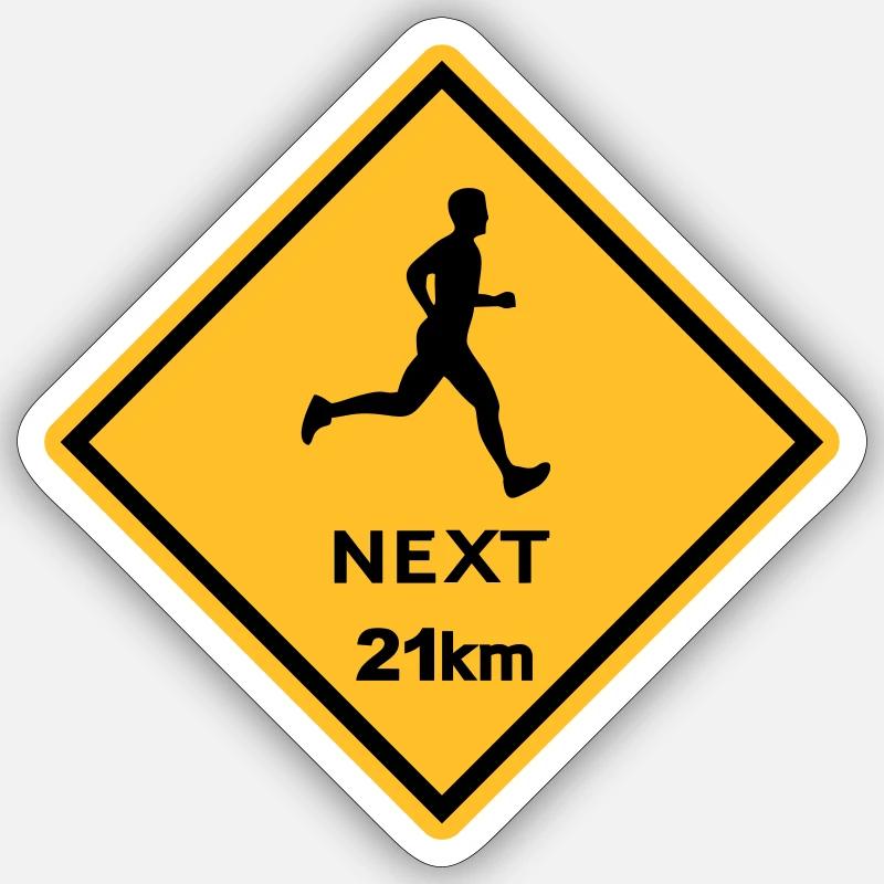 Courir un 21 km - Sticker taille S (10 x 10 cm) - blanc mat