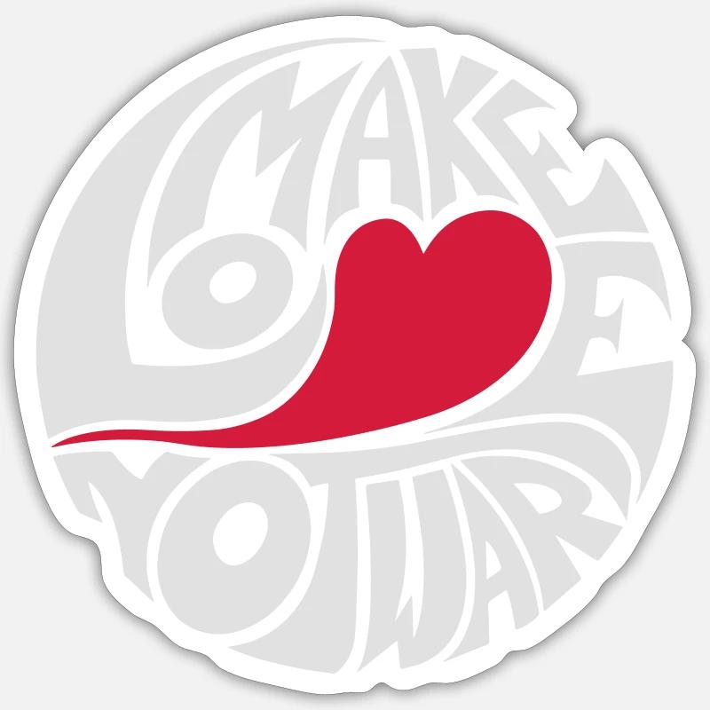 Make Love Not War - Sticker taille S (10 x 10 cm) - blanc mat