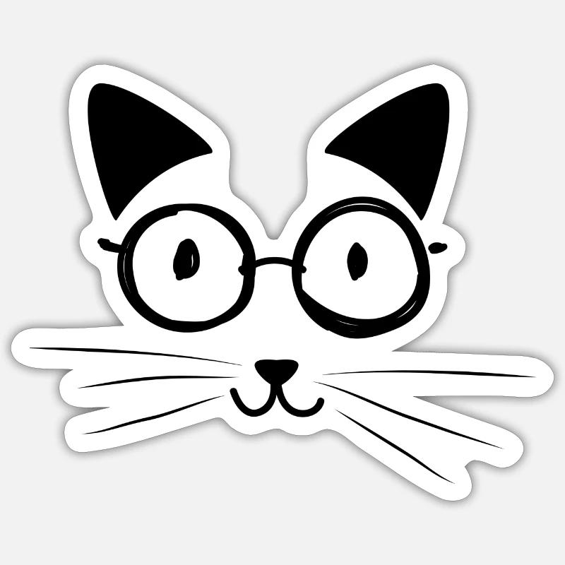 Chat chat cadeau - Sticker taille S (10 x 10 cm) - blanc mat