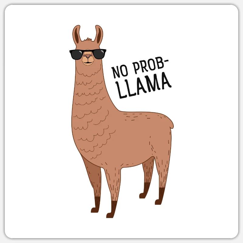 Ingen Prob-Lllama - Lama Alpaca siger - Sticker størrelse S (10 x 10 cm) - mat hvid