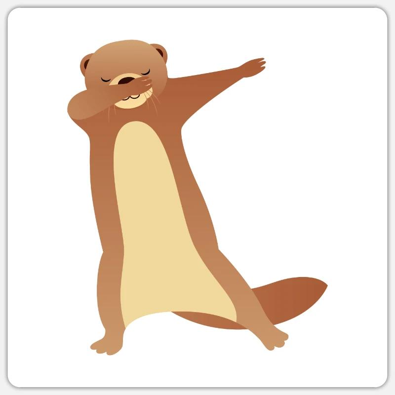Otter Dabbing Dab Dance - Sticker Größe S (10 x 10 cm) - Mattweiß