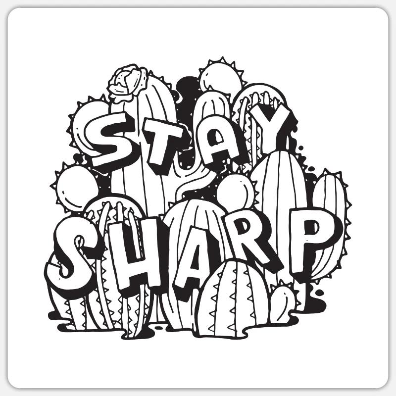 Restez Sharp - Cactus Sticker taille S (10 x 10 cm)
