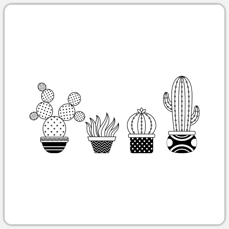 Conception d'illustration de cactus - Sticker taille S (10 x 10 cm) - blanc mat