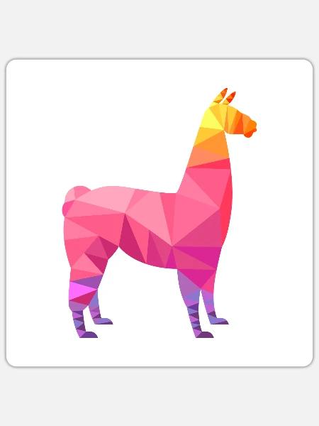 Alpaka Low Poly Stil - Sticker Größe S (10 x 10 cm) - Mattweiß