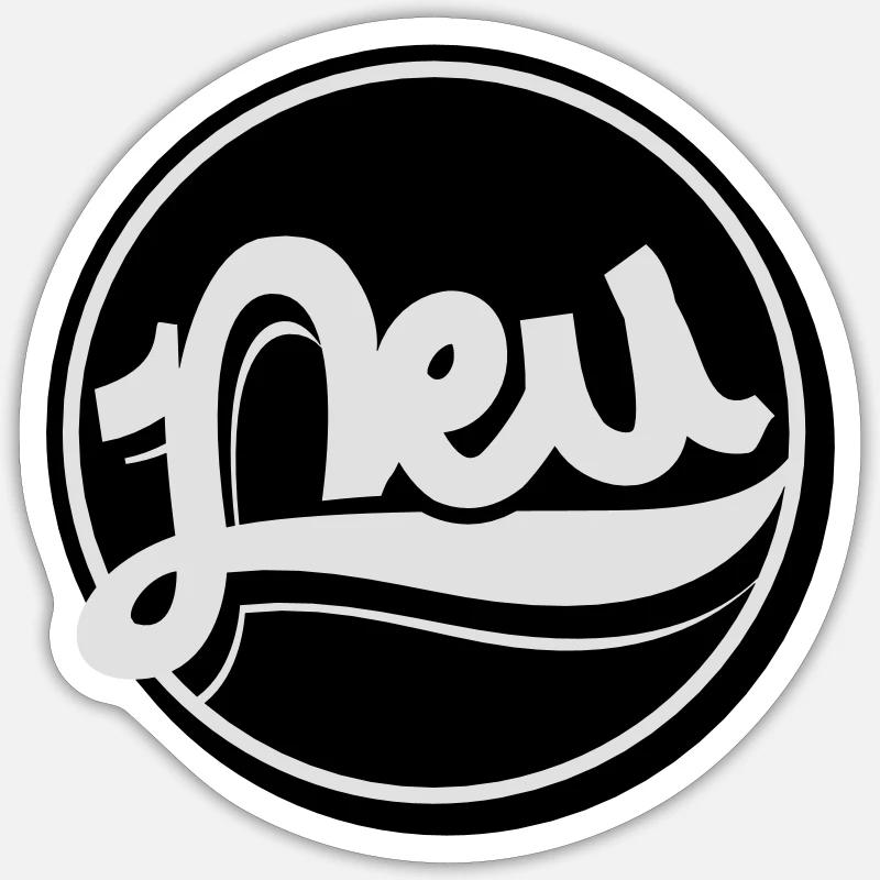 Neu Button, Störer, Neu, New - Sticker Größe S (10 x 10 cm) - Mattweiß
