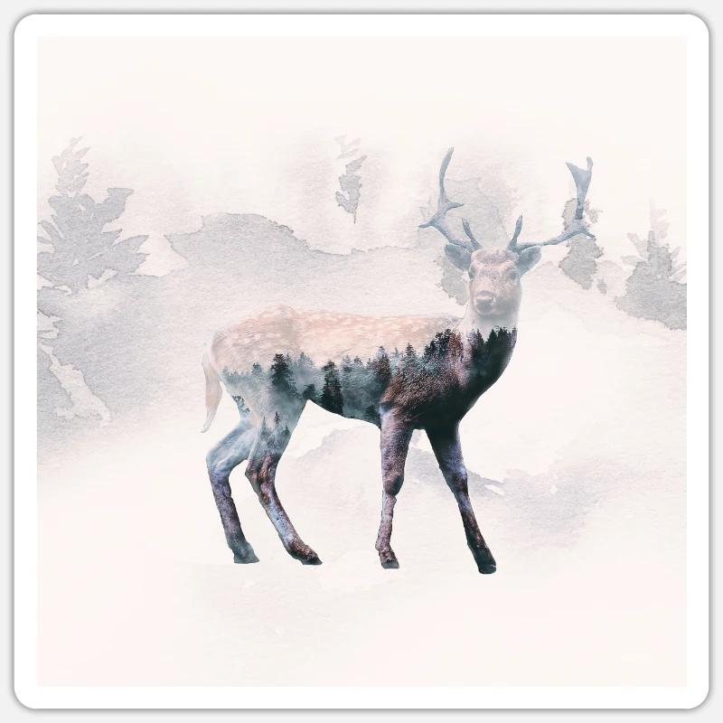 Deer forest - Sticker size S (10 x 10 cm) - white matte