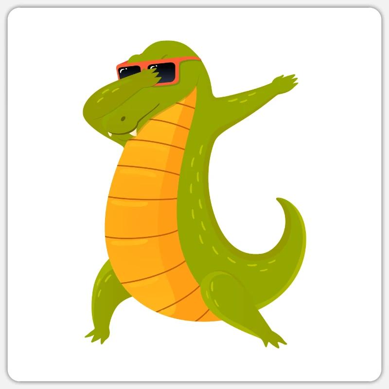 Dabbing Crocodile Dab Dance - Sticker taille S (10 x 10 cm) - blanc mat