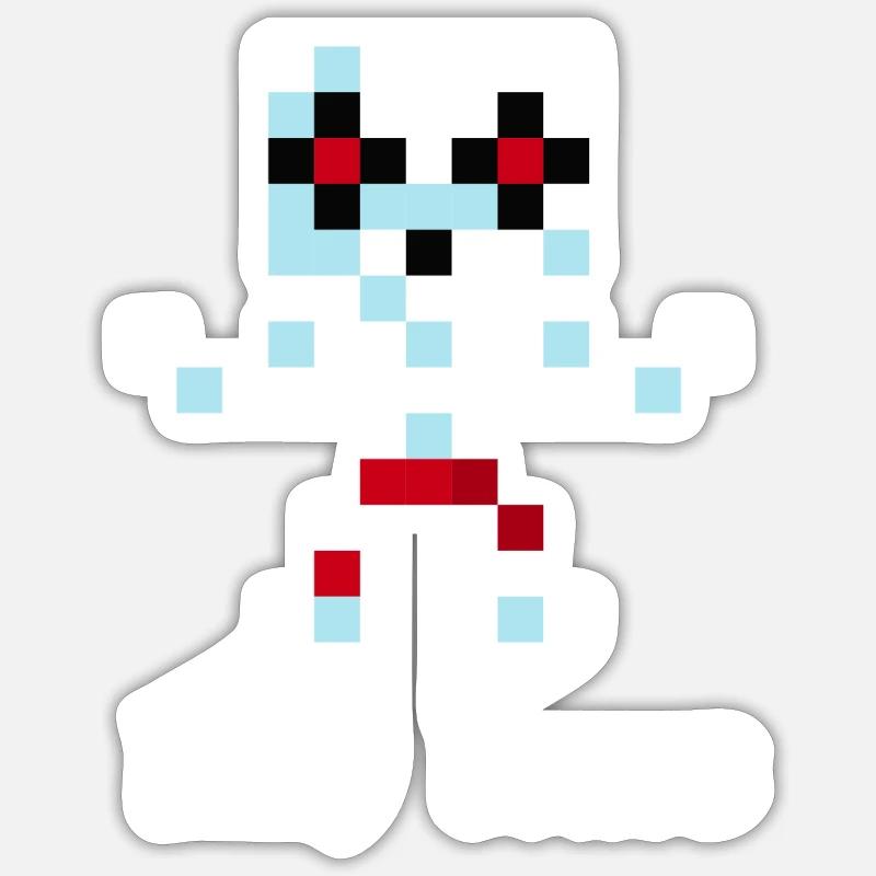 8-bit skeleton (Lazy Bones) - Sticker size S (10 x 10 cm) - white matte