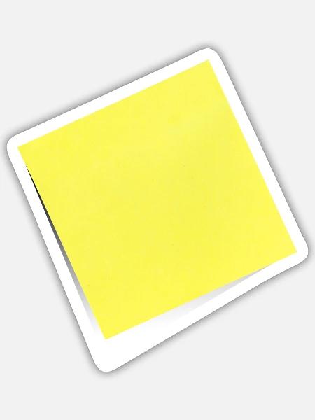 gelber Notizzettel , Klebezettel , sticky note - Sticker Größe S (10 x 10 cm) - Mattweiß