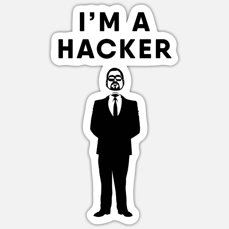Hacker / Hacken / Hacking - Sticker taille S (10 x 10 cm) - blanc mat