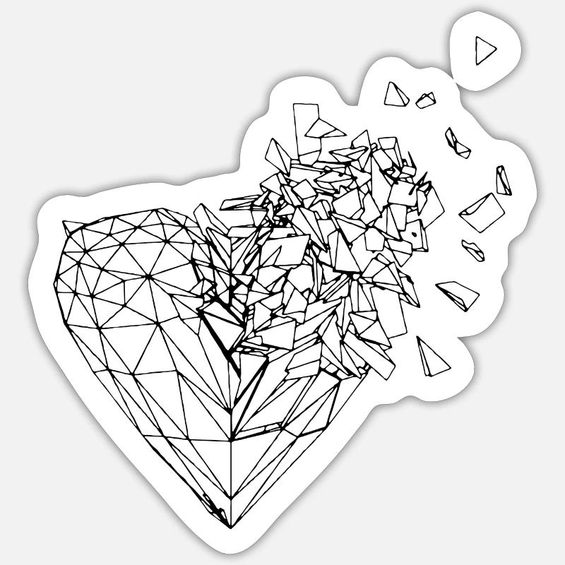 conception de coeur de polygone coeur de rupture Sticker taille S (10 x 10 cm)