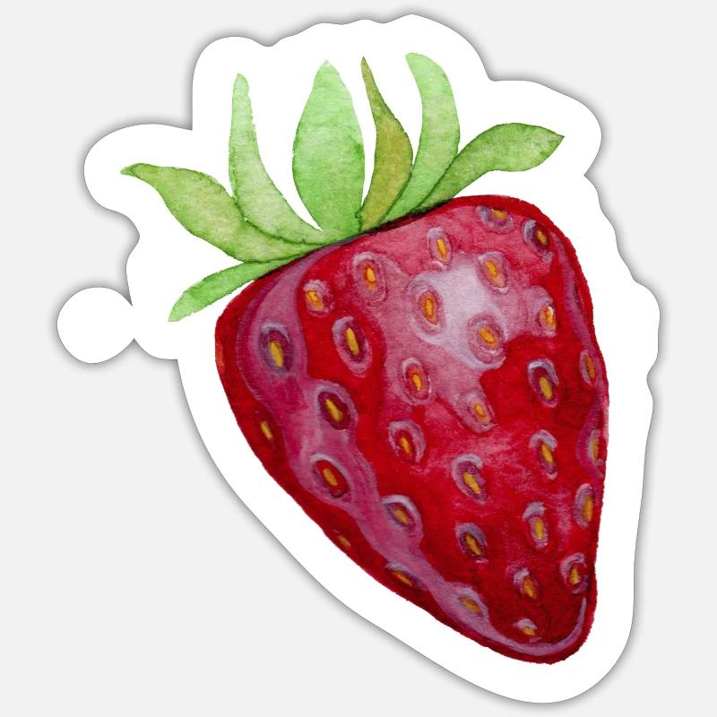 Fraise - Sticker taille S (10 x 10 cm) - blanc mat