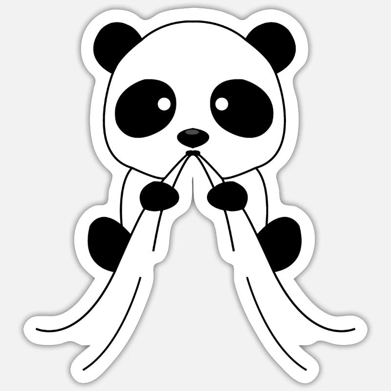 Cadeau d'ours de panda de bébés de bébé de panda - Sticker taille S (10 x 10 cm) - blanc mat