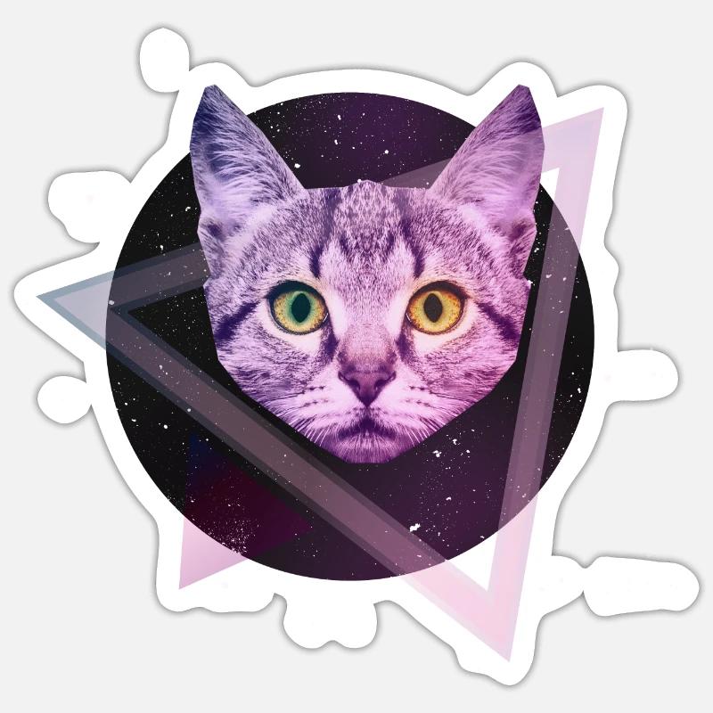 Chat de l'espace - Sticker taille S (10 x 10 cm) - blanc mat